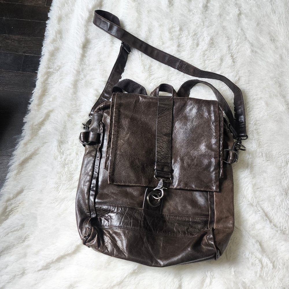 Ameri Leather Dark Brown Genuine Leather Backpack… - image 1